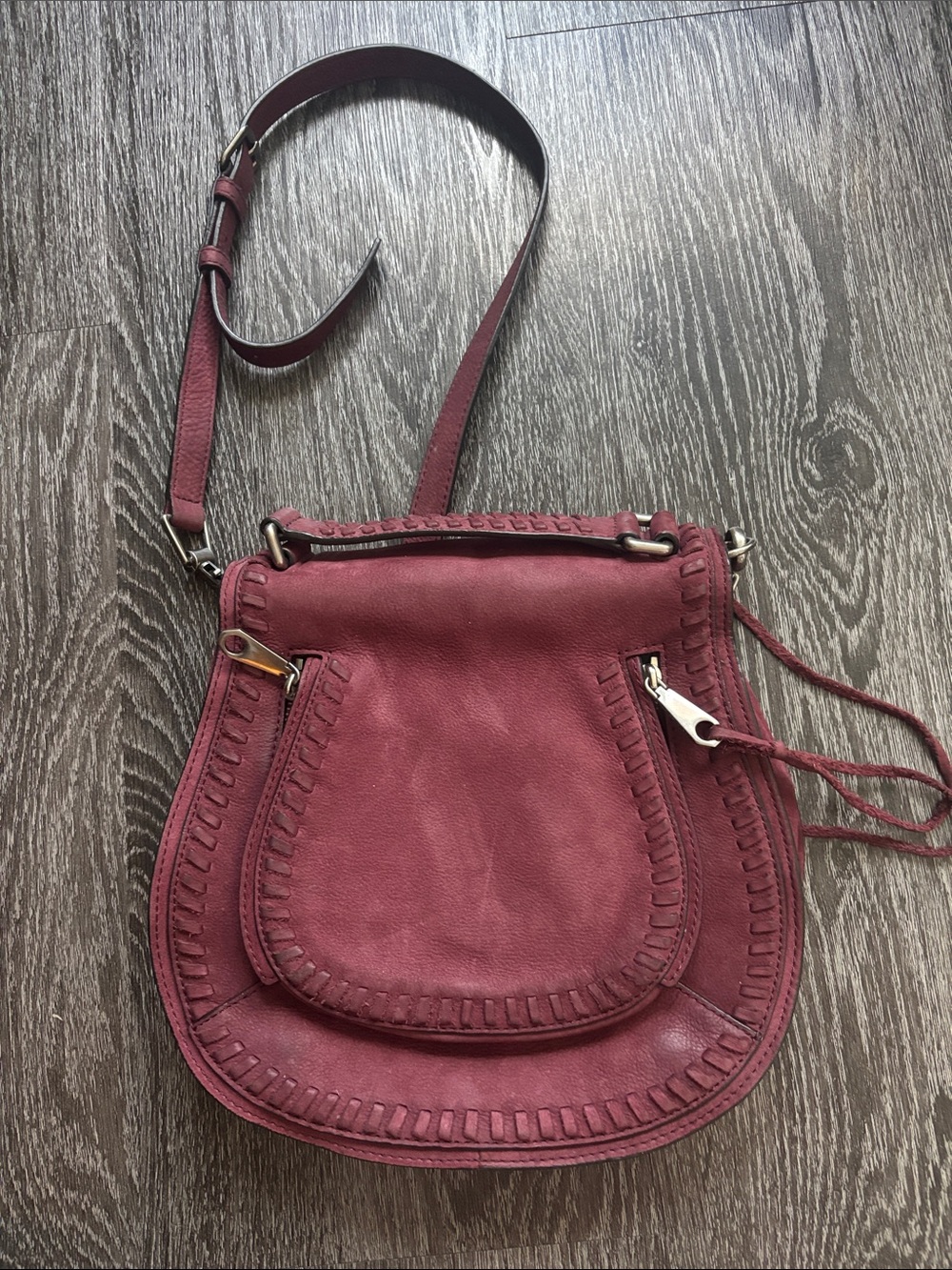 Rebecca Minkoff Burgundy Leather Crossbody Saddle Bag